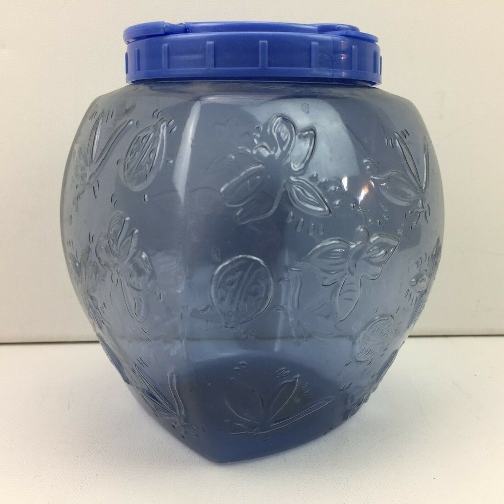 Packerware Clear Blue Butterfly Embossed Water Juice Jug With Flip Lid Handle